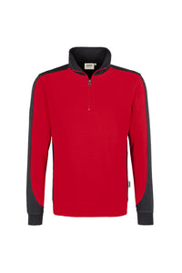 HAKRO Zip-Sweatshirt Contrast MIKRALINAR® 476 rot/anthrazit