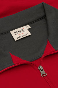 HAKRO Zip-Sweatshirt Contrast MIKRALINAR® 476 rot/anthrazit