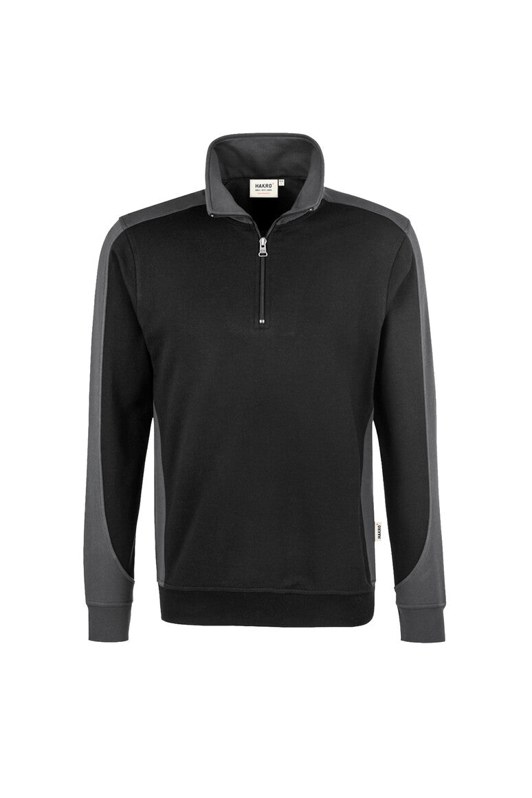 HAKRO Zip-Sweatshirt Contrast MIKRALINAR® 476 schwarz/anthrazit