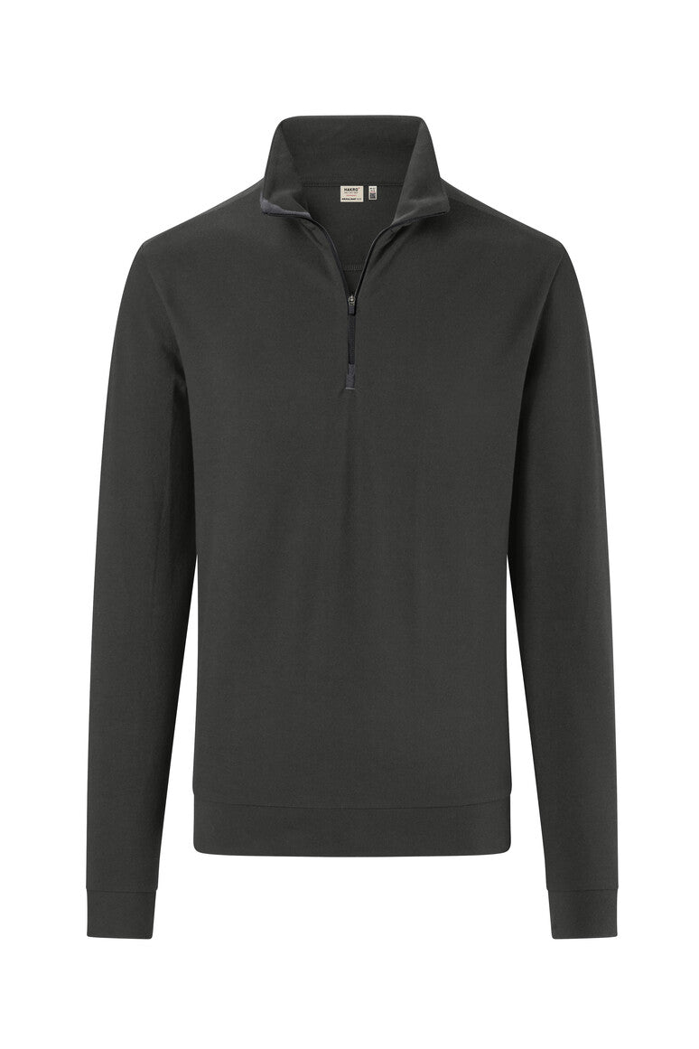 HAKRO Zip-Longsleeve Piqué MIKRALINAR® ECO 535 karbongrau