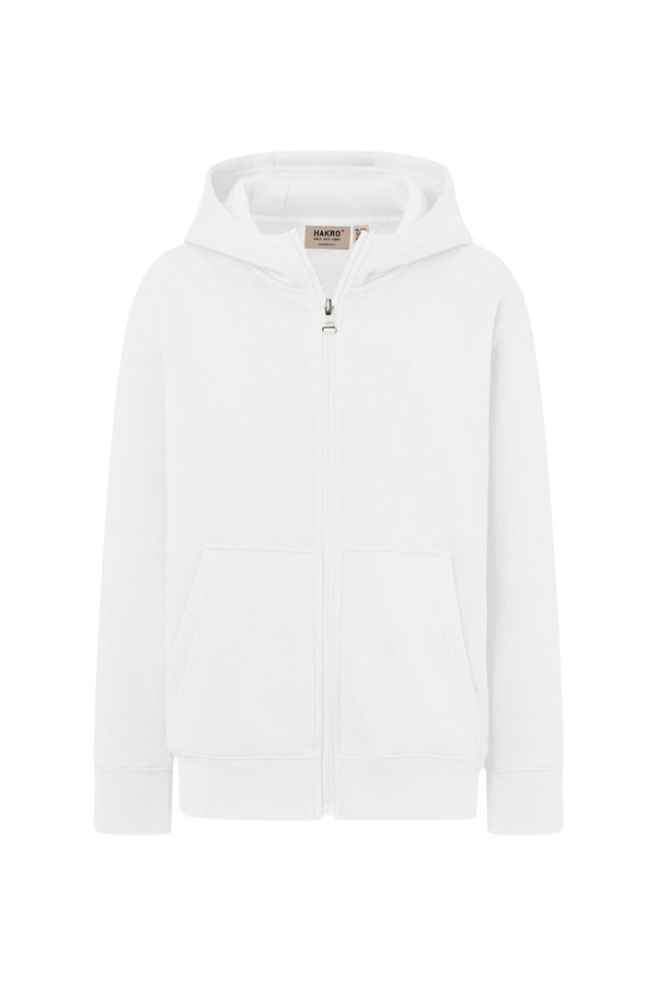 HAKRO Kinder Kapuzen-Sweatjacke Bio-Baumwolle 565 weiß