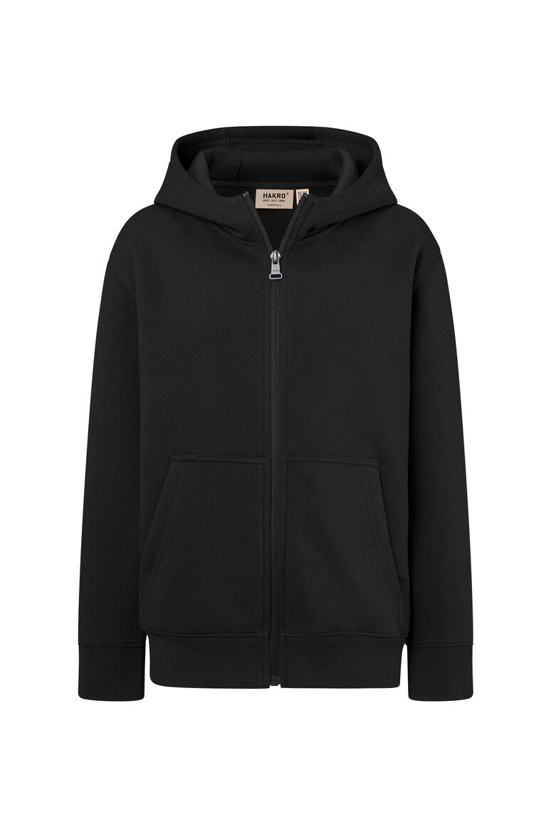 HAKRO Kinder Kapuzen-Sweatjacke Bio-Baumwolle 565 schwarz