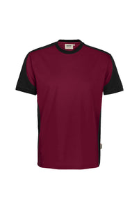 HAKRO T-Shirt Contrast MIKRALINAR® ECO 590 weinrot/schwarz