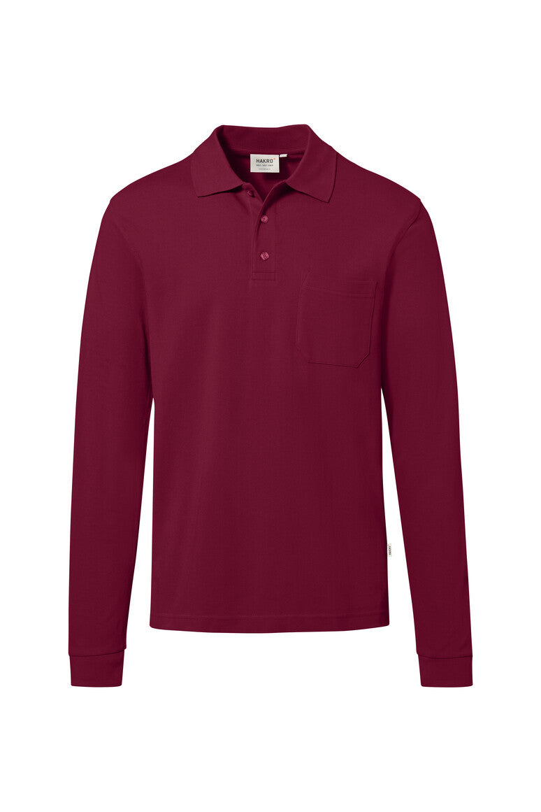 HAKRO Pocket-Longsleeve-Polo MIKRALINAR® ECO 817 weinrot