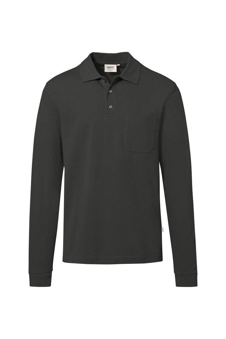 HAKRO Pocket-Longsleeve-Polo MIKRALINAR® ECO 817 karbongrau