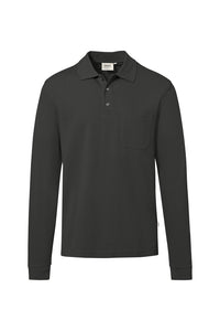 HAKRO Pocket-Longsleeve-Polo MIKRALINAR® ECO 817 karbongrau