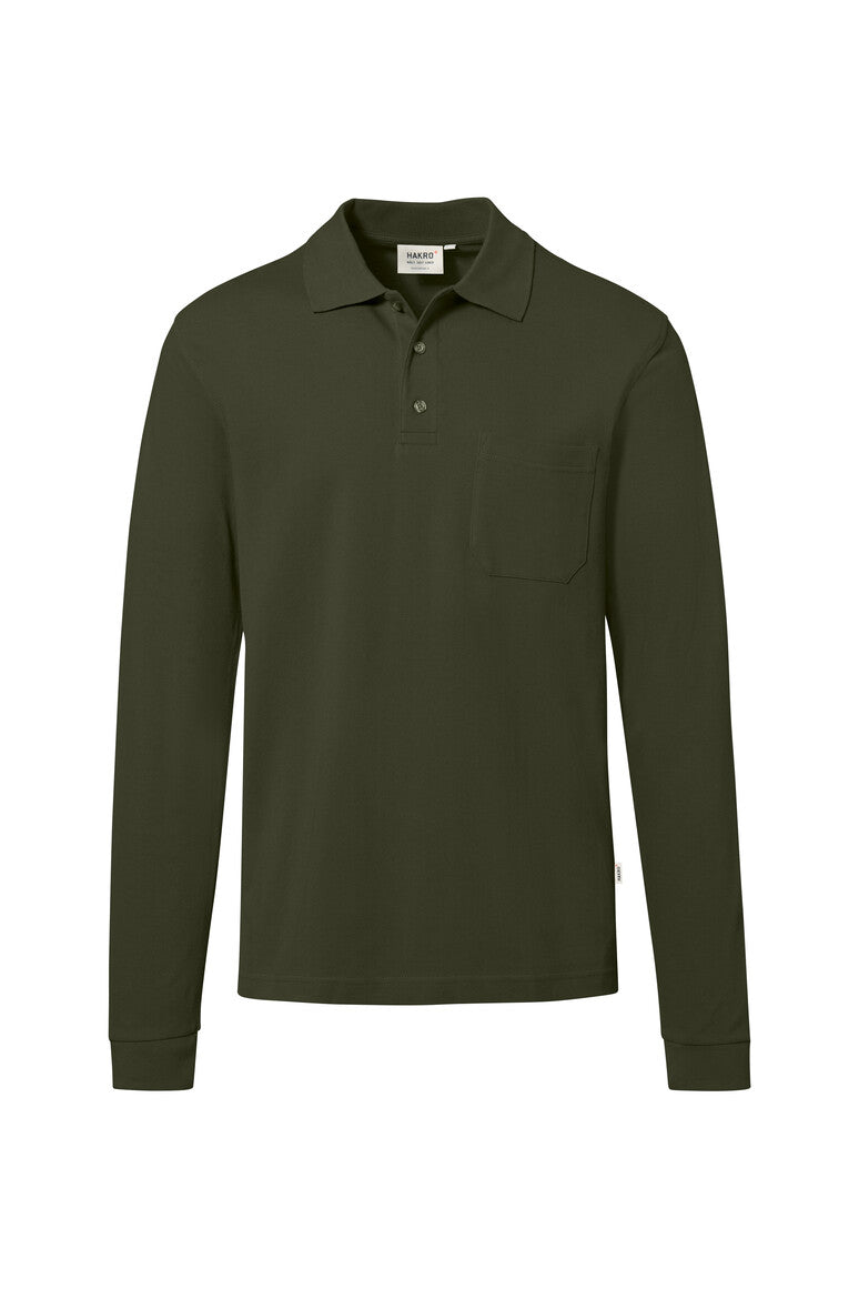 HAKRO Pocket-Longsleeve-Polo MIKRALINAR® ECO 817 olive