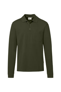 HAKRO Pocket-Longsleeve-Polo MIKRALINAR® ECO 817 olive