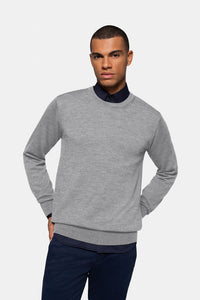 HAKRO Pullover Merino-Wolle 156 grau meliert