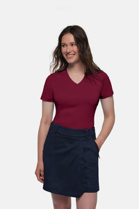 HAKRO COTTON TEC® Damen V-Shirt 169 weinrot