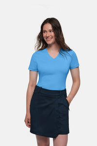 HAKRO COTTON TEC® Damen V-Shirt 169 malibublau