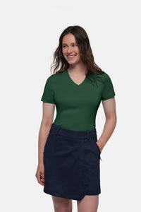 HAKRO COTTON TEC® Damen V-Shirt 169 tanne