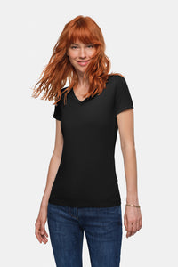 HAKRO Damen V-Shirt Stretch 172 schwarz