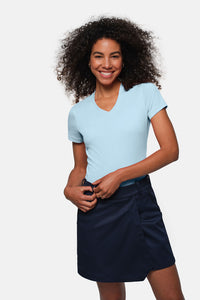 HAKRO Damen V-Shirt MIKRALINAR® 181 eisblau