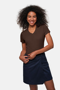 HAKRO Damen V-Shirt MIKRALINAR® 181 schokolade