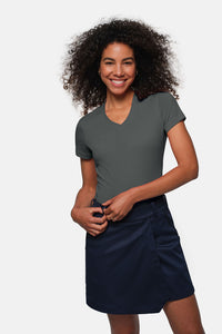 HAKRO Damen V-Shirt MIKRALINAR® 181 anthrazit