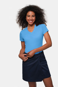 HAKRO Damen V-Shirt MIKRALINAR® 181 malibublau