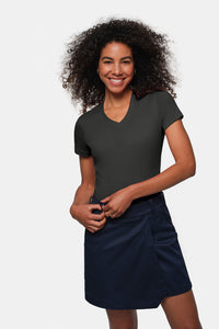 HAKRO Damen V-Shirt MIKRALINAR® 181 karbongrau