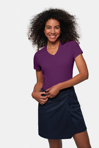HAKRO Damen V-Shirt MIKRALINAR® 181 aubergine