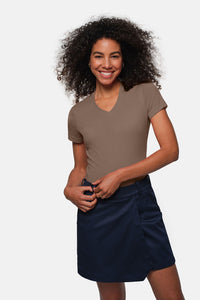 HAKRO Damen V-Shirt MIKRALINAR® 181 nougat