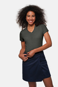HAKRO Damen V-Shirt MIKRALINAR® 181 anthrazit meliert