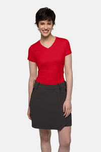 HAKRO Damen V-Shirt COOLMAX® ECO 187 rot