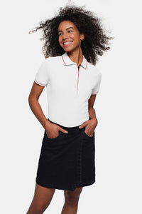 HAKRO Damen Poloshirt Casual 203 weiß/rot