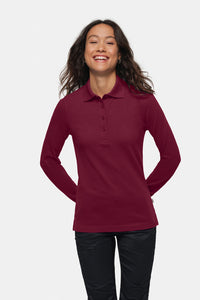 HAKRO Damen Longsleeve-Poloshirt MIKRALINAR® 215 weinrot