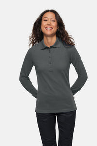HAKRO Damen Longsleeve-Poloshirt MIKRALINAR® 215 anthrazit