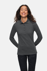 HAKRO Damen Longsleeve-Poloshirt MIKRALINAR® 215 karbongrau