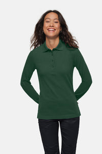 HAKRO Damen Longsleeve-Poloshirt MIKRALINAR® 215 tanne