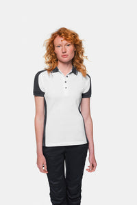 HAKRO Damen Poloshirt Contrast MIKRALINAR® 239 weiß/anthrazit