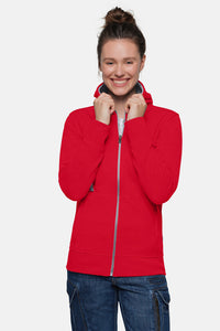 HAKRO Damen Kapuzenjacke Bonded ECO 255 rot/silber
