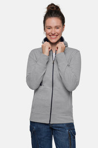 HAKRO Damen Kapuzenjacke Bonded ECO 255 grau meliert/tinte
