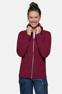 HAKRO Damen Kapuzenjacke Bonded ECO 255 weinrot/silber