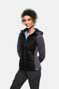 HAKRO Damen Kapuzen-Hybridjacke Contrast 265 schwarz