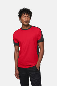 HAKRO T-Shirt Contrast MIKRALINAR® 290 rot/anthrazit