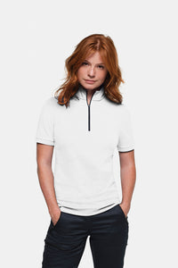 HAKRO Damen Zip-Shirt Piqué MIKRALINAR® ECO 334 weiß