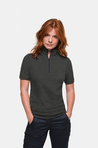 HAKRO Damen Zip-Shirt Piqué MIKRALINAR® ECO 334 karbongrau