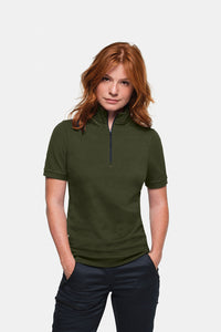 HAKRO Damen Zip-Shirt Piqué MIKRALINAR® ECO 334 olive