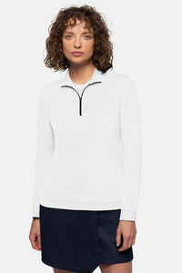 HAKRO Damen Zip-Longsleeve Piqué MIKRALINAR® ECO 335 weiß
