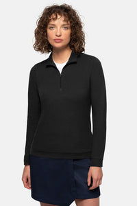 HAKRO Damen Zip-Longsleeve Piqué MIKRALINAR® ECO 335 schwarz