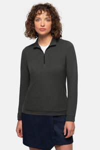 HAKRO Damen Zip-Longsleeve Piqué MIKRALINAR® ECO 335 karbongrau