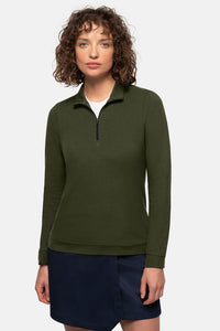 HAKRO Damen Zip-Longsleeve Piqué MIKRALINAR® ECO 335 olive