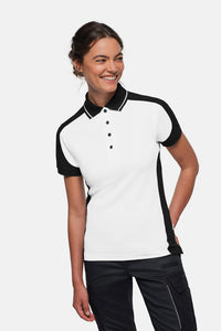 HAKRO Damen Poloshirt Contrast MIKRALINAR® ECO 339 weiß/schwarz