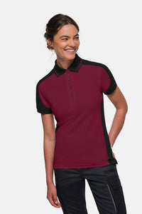 HAKRO Damen Poloshirt Contrast MIKRALINAR® ECO 339 weinrot/schwarz