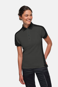 HAKRO Damen Poloshirt Contrast MIKRALINAR® ECO 339 karbongrau/schwarz