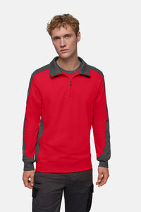 HAKRO Zip-Sweatshirt Contrast MIKRALINAR® 476 rot/anthrazit