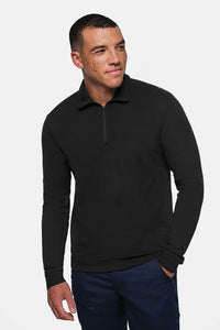 HAKRO Zip-Longsleeve Piqué MIKRALINAR® ECO 535 schwarz