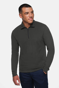 HAKRO Zip-Longsleeve Piqué MIKRALINAR® ECO 535 karbongrau